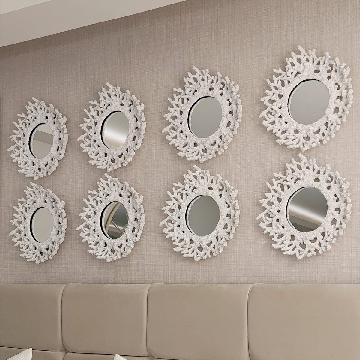 Nouveau White Faux Coral Decorative Wall Mirror