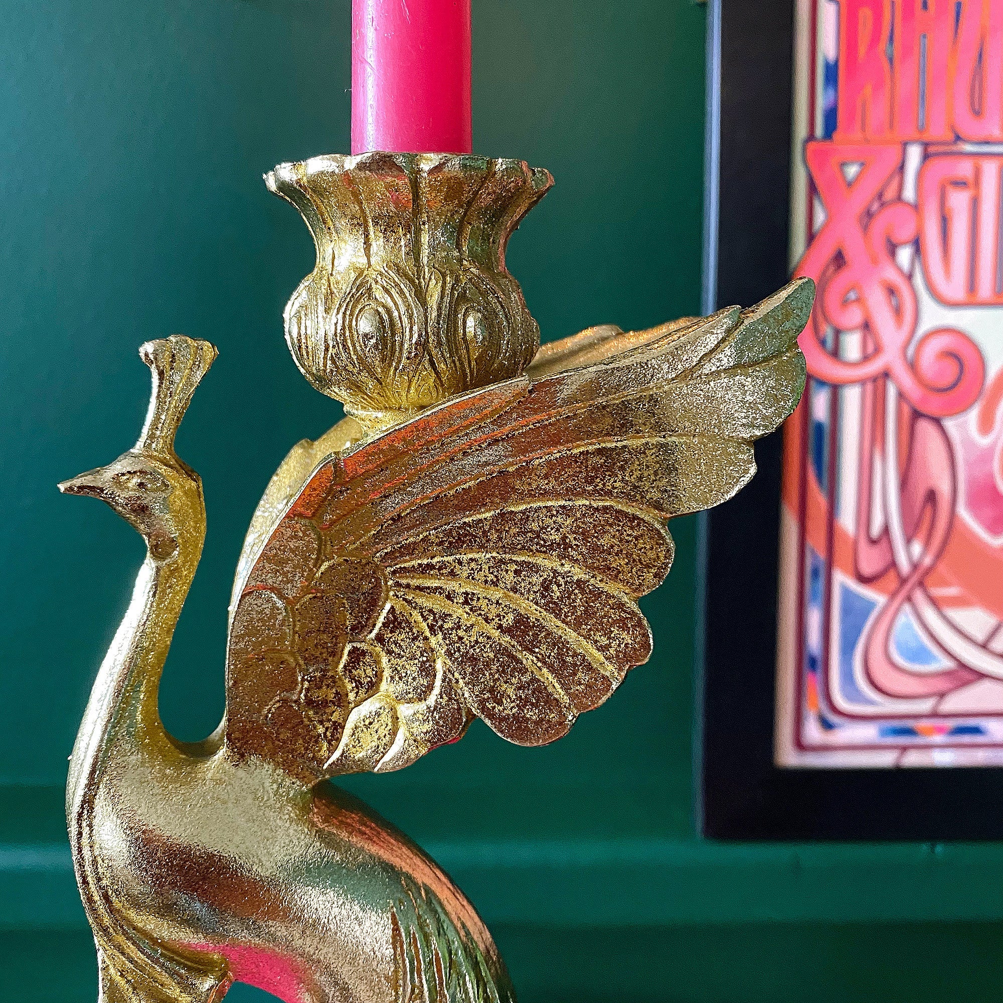 Paloma Peacock Gold Candle Holder