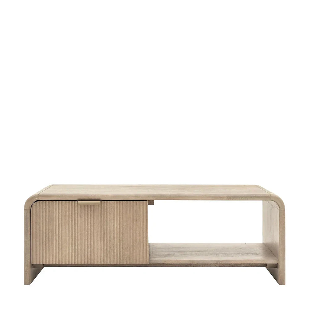 Penelope Luxury Ribbed Wooden 1 Door Coffee Table