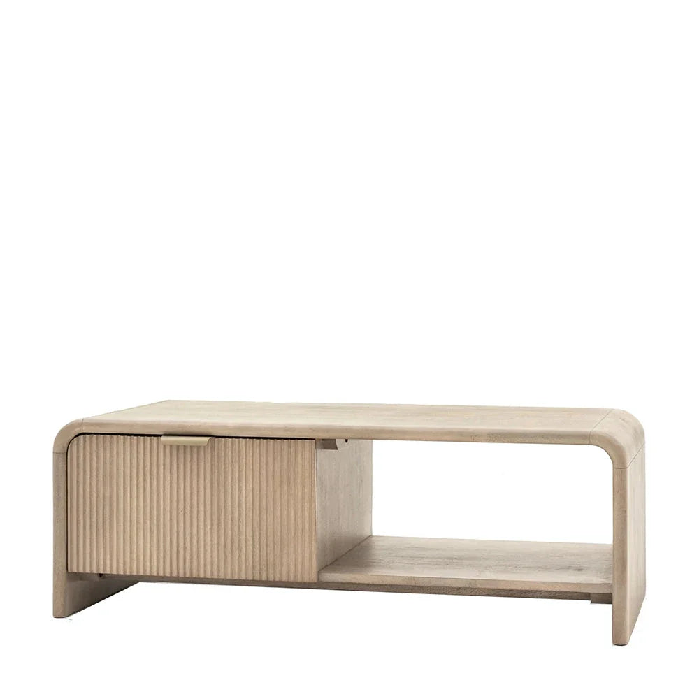 Penelope Luxury Ribbed Wooden 1 Door Coffee Table