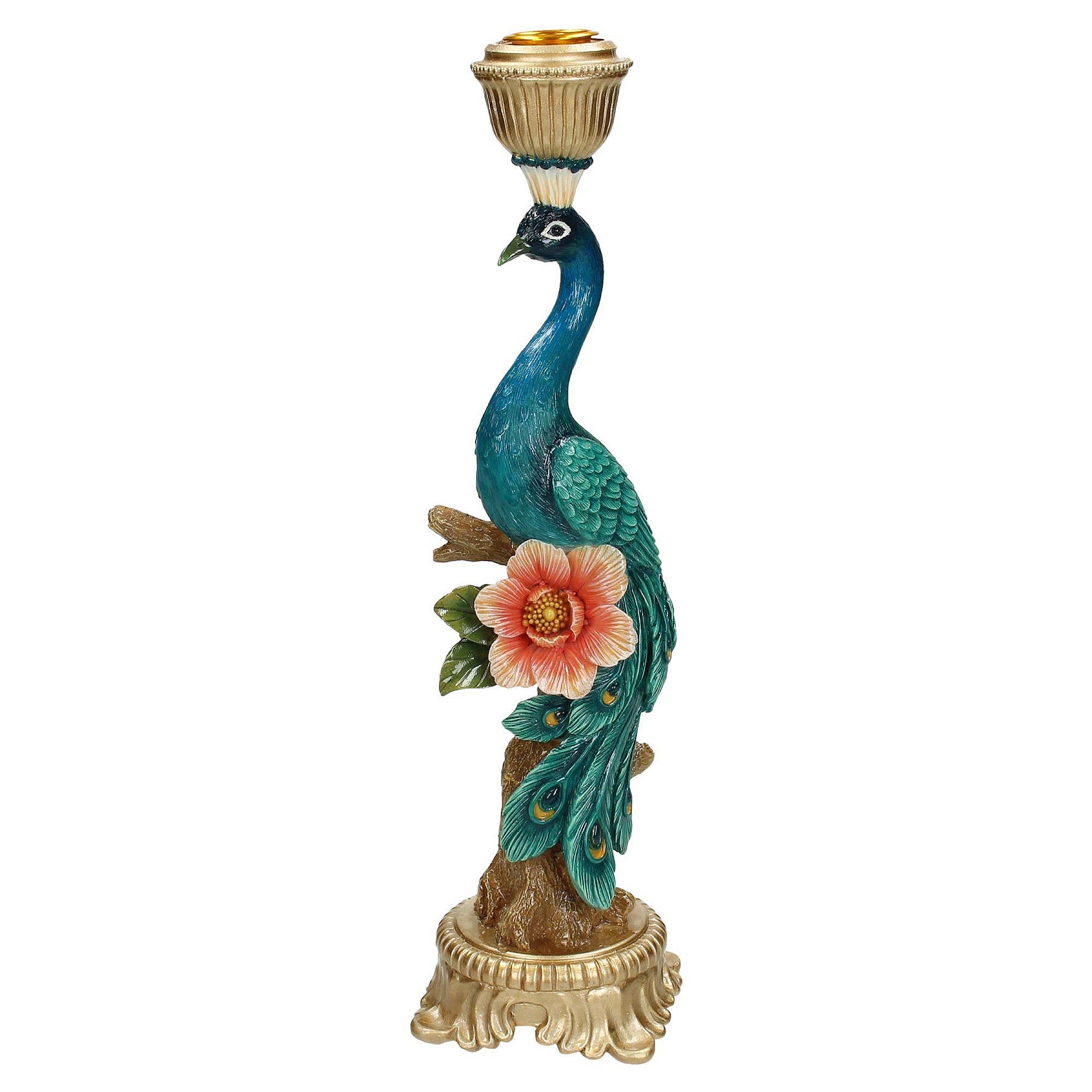 Regal Peacock Candle Holder