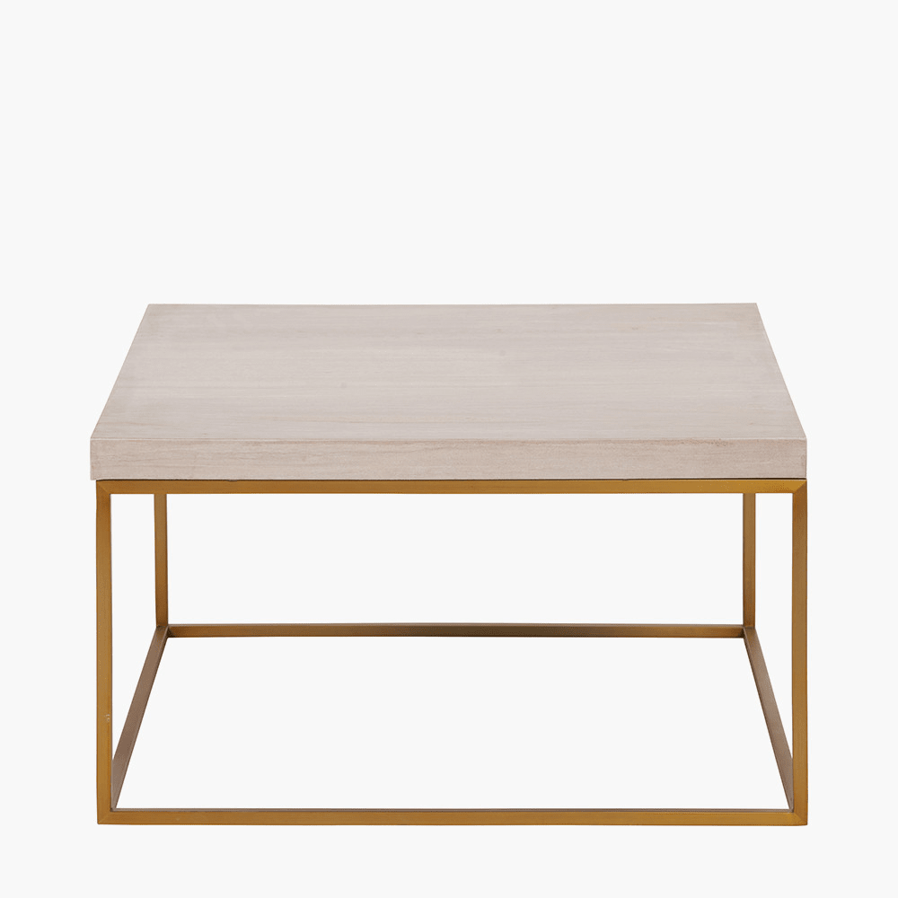 Robyn Beige Granite & Gold Square Coffee Table