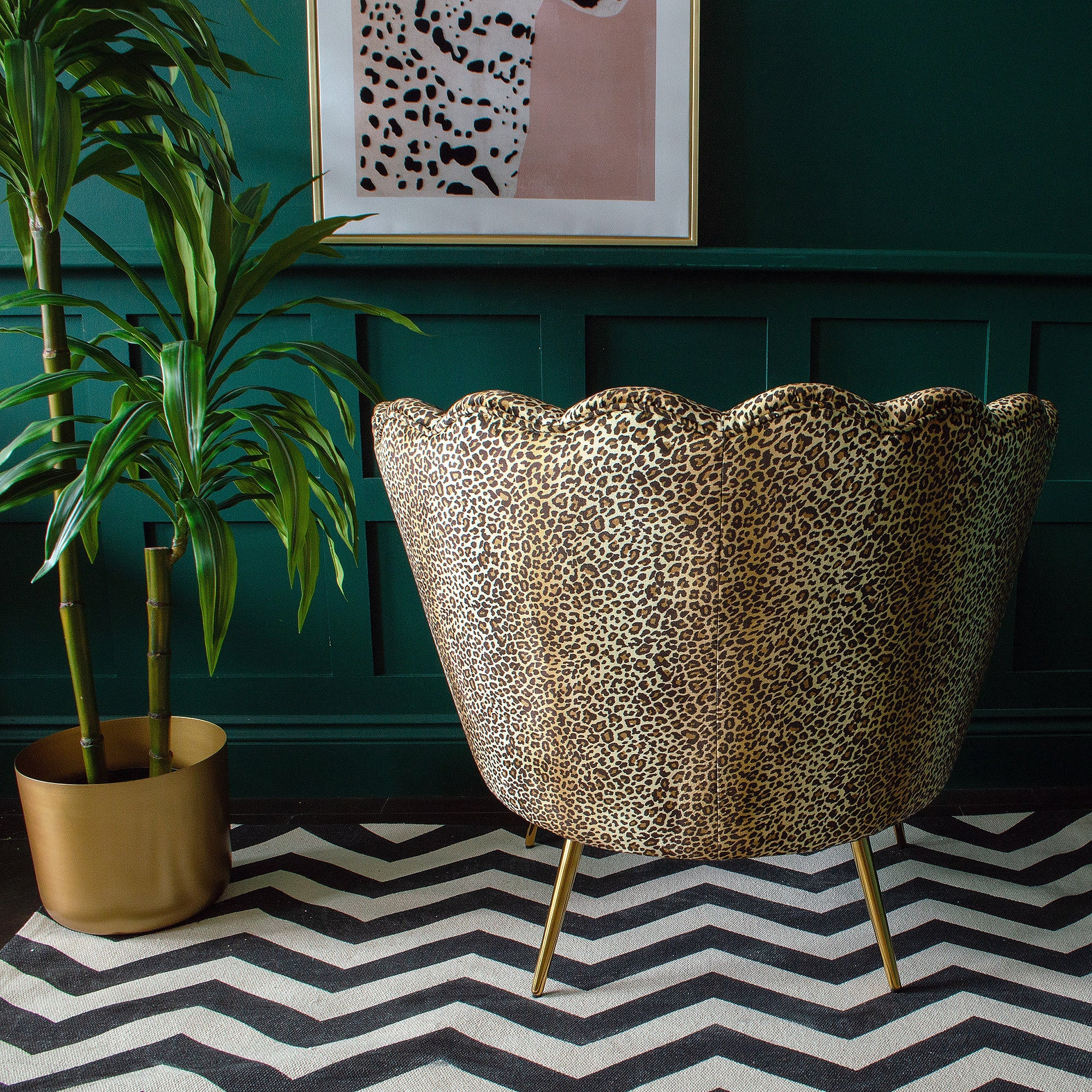 Sabariah Leopard Print Shell Chair