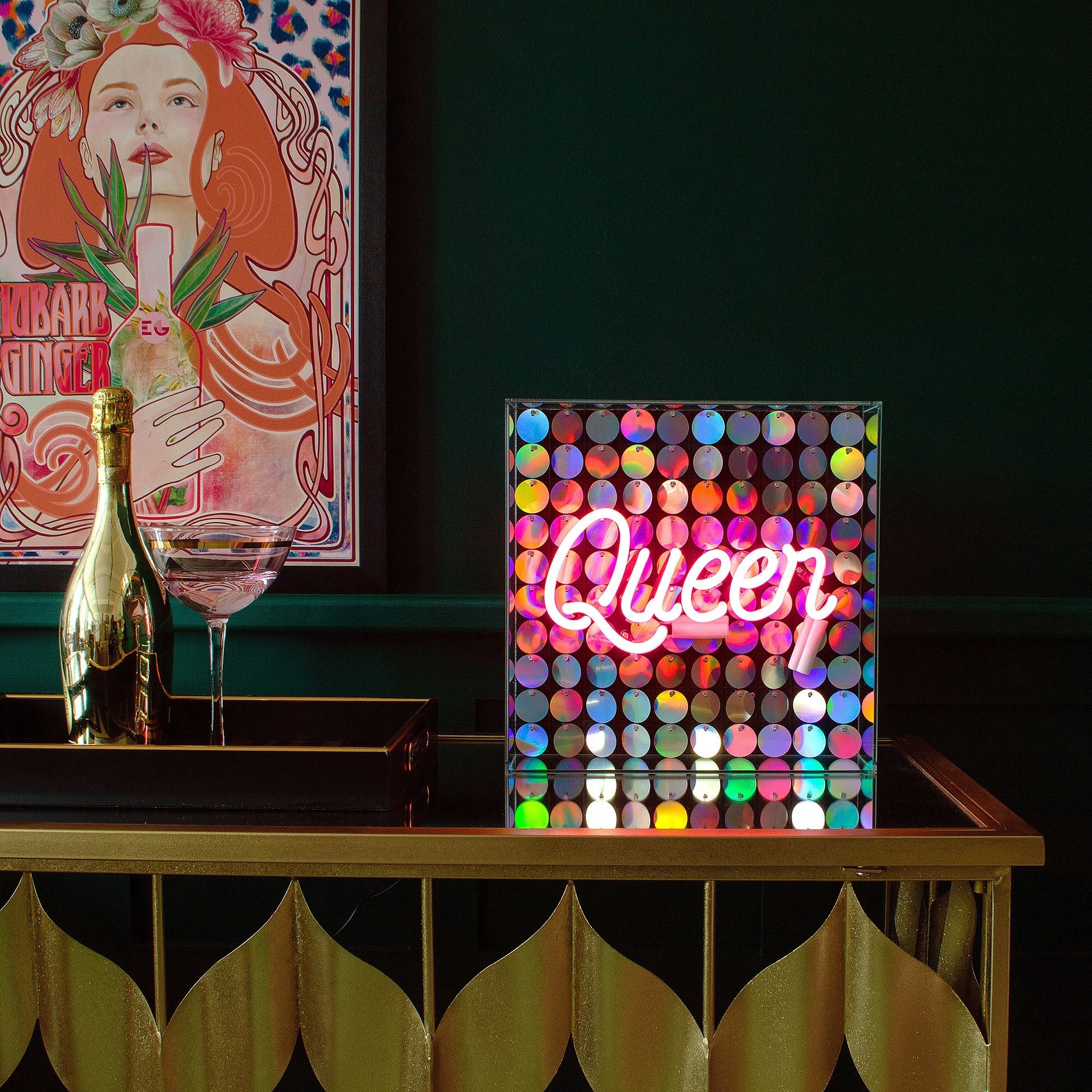 Sequin Queen Neon Acrylic Box Light