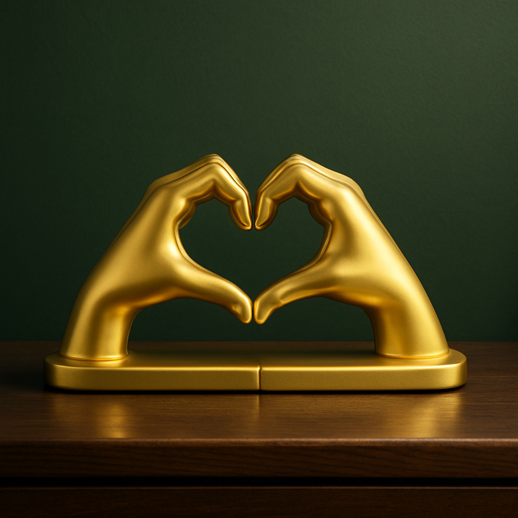 Golden Heart Hands Sculpture