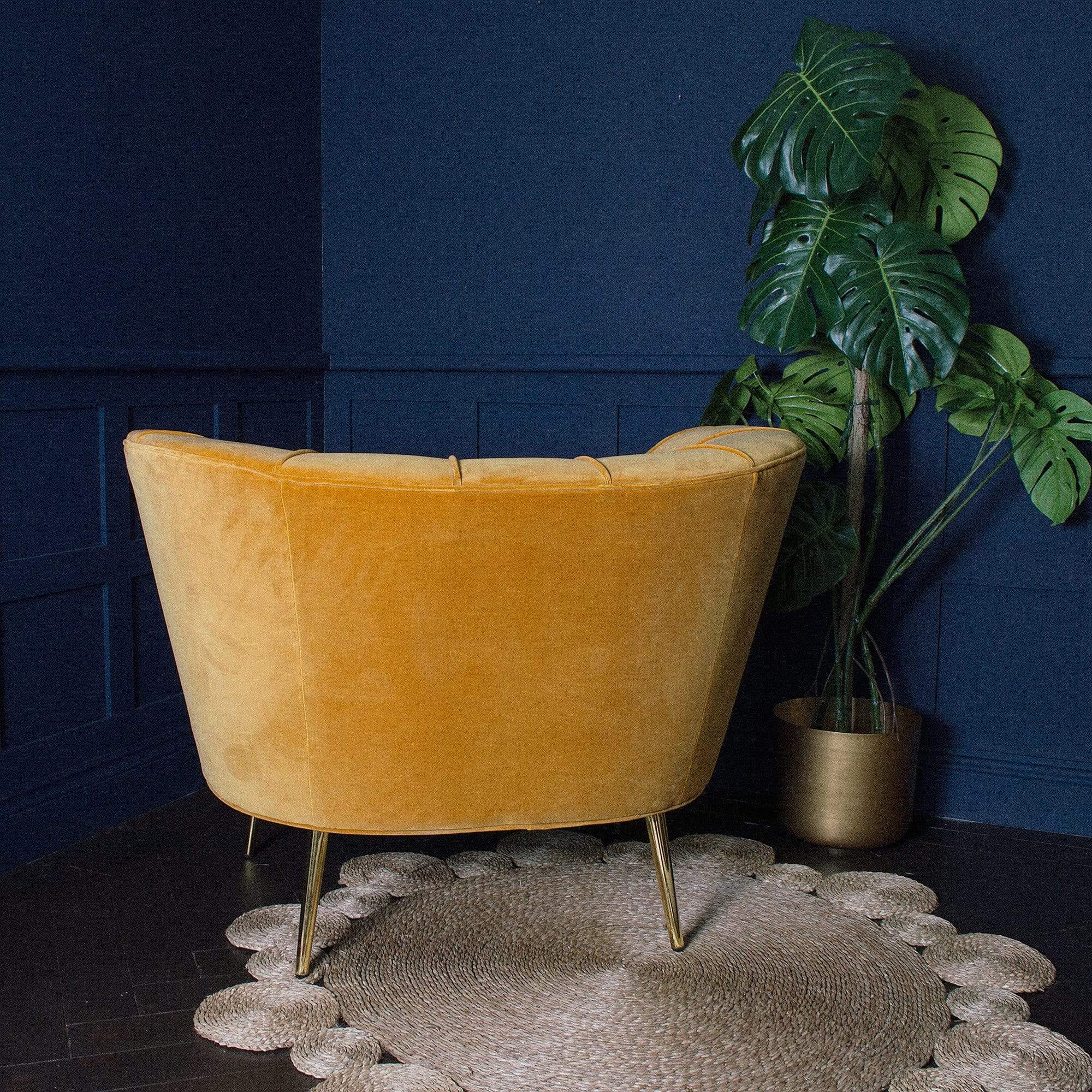 The Curvarella Turmeric Velvet Chair