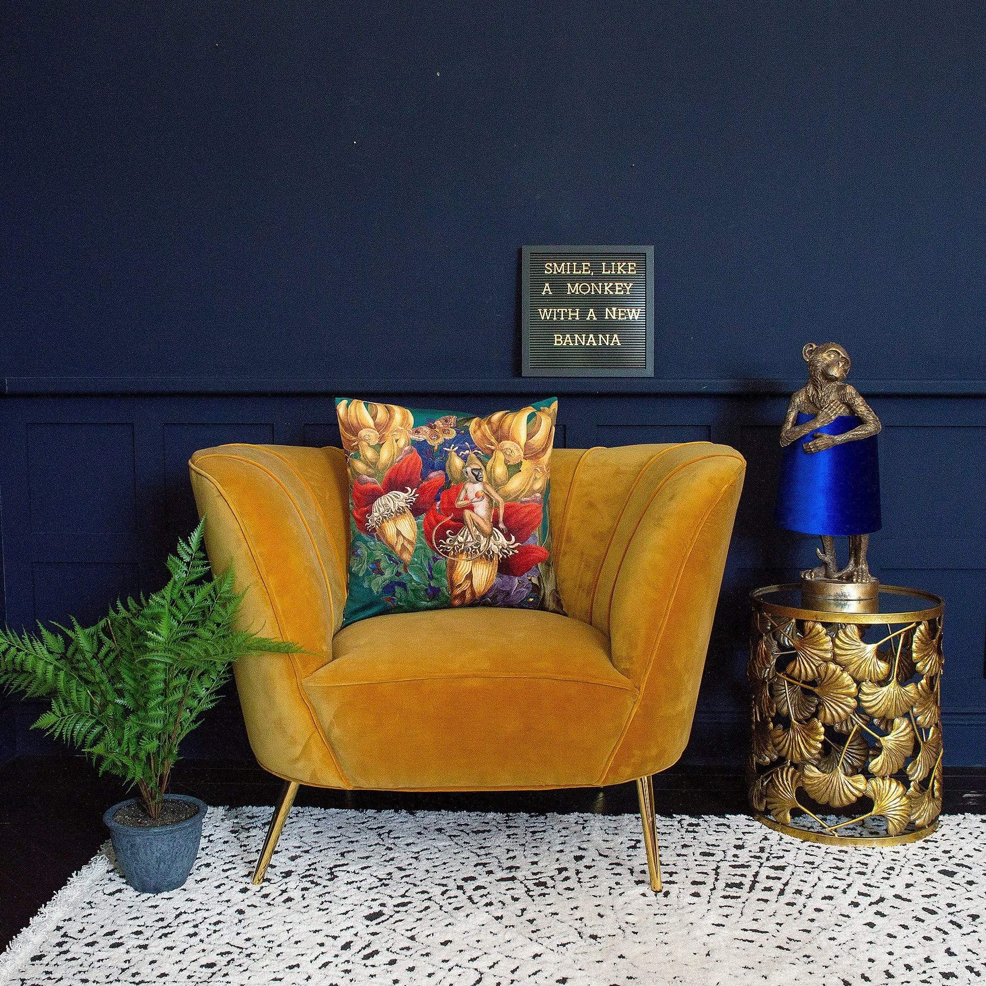The Curvarella Turmeric Velvet Chair