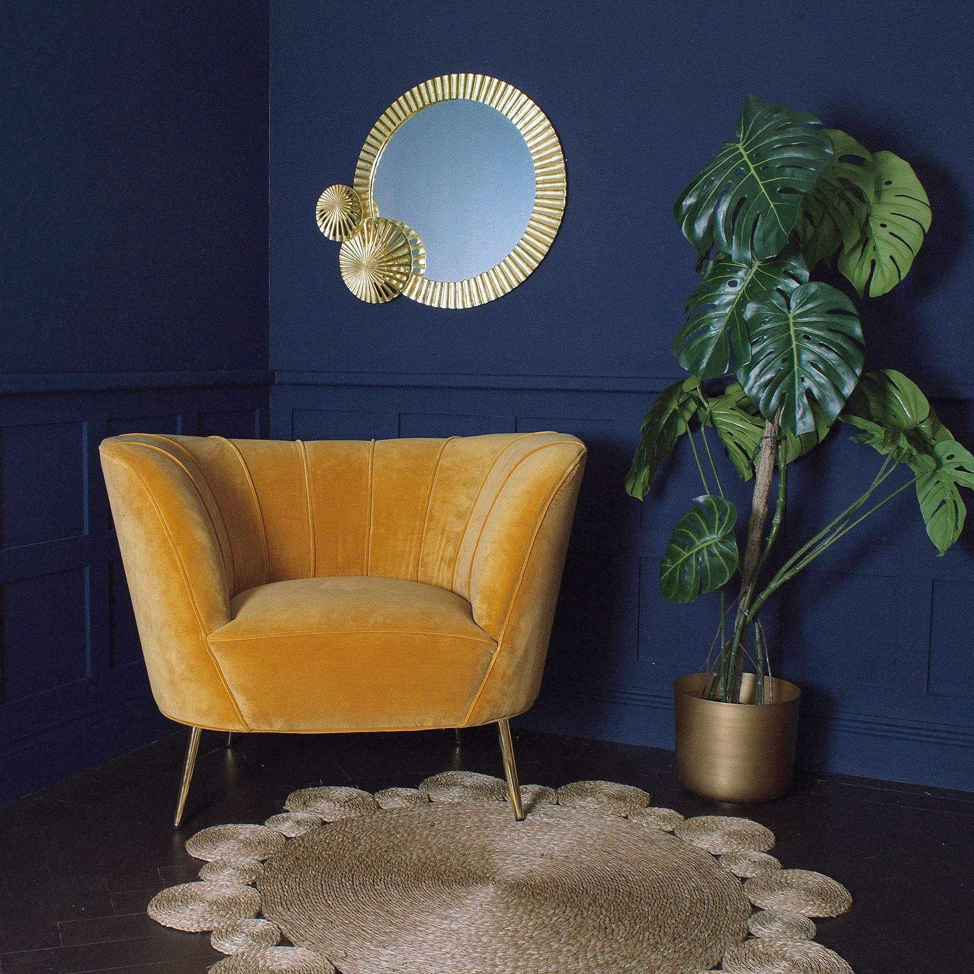 The Curvarella Turmeric Velvet Chair