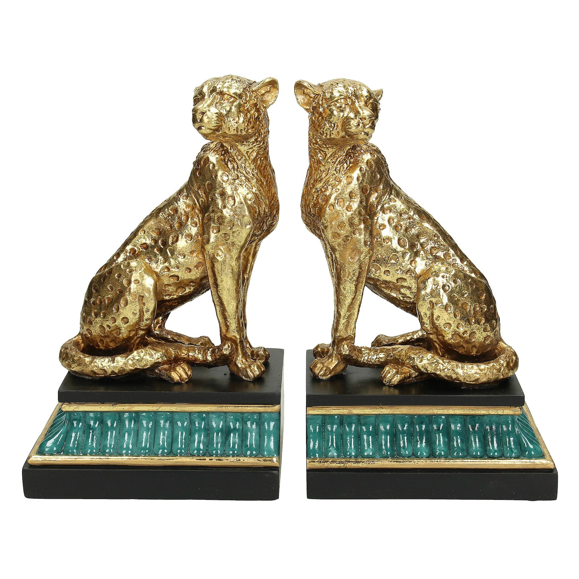 Turquoise Jewel Leopard Bookends