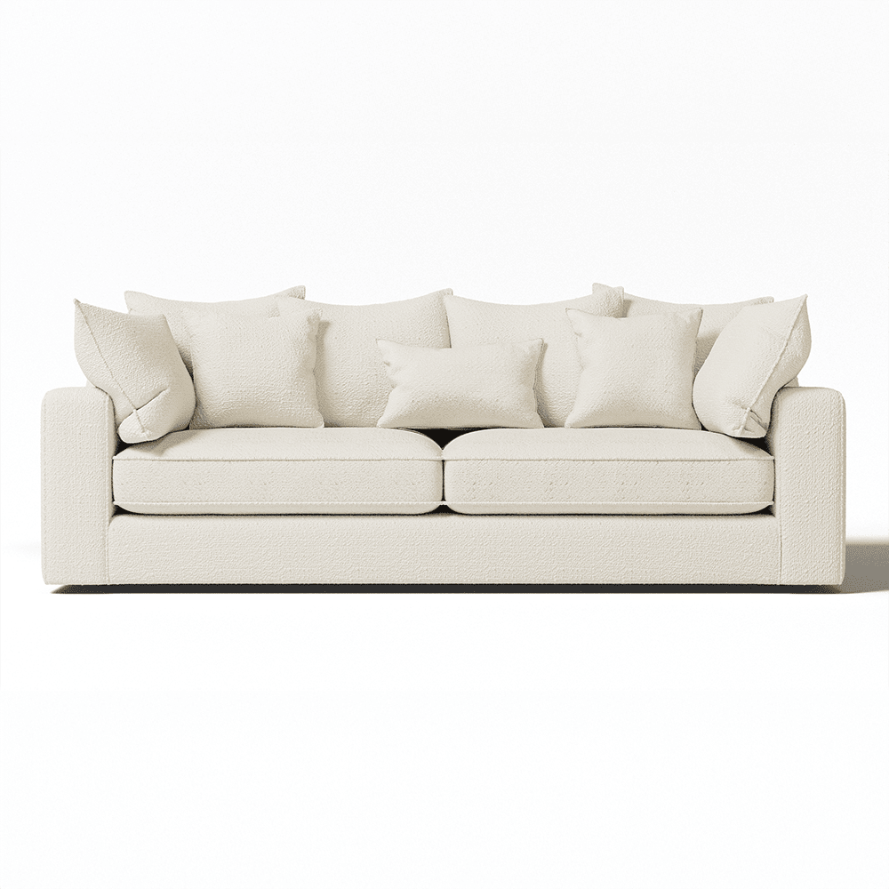 Victoria Ecru Boucle 4 Seater Pillow Back Sofa