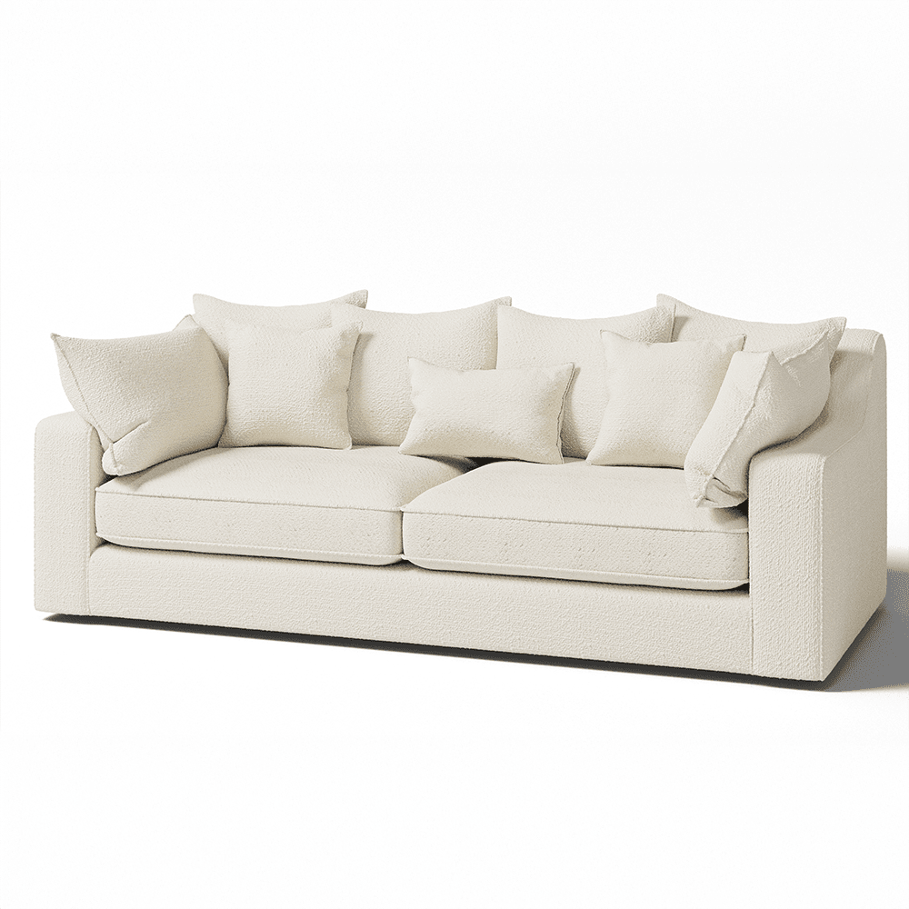 Victoria Ecru Boucle 4 Seater Pillow Back Sofa