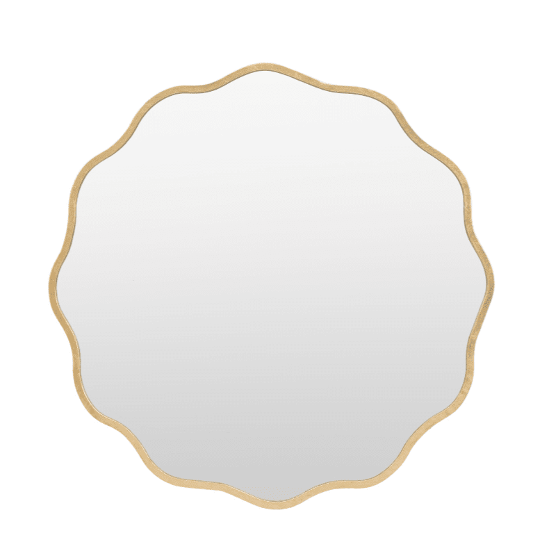 Zosia Antique Gold Wavy Edge Round Wall Mirror