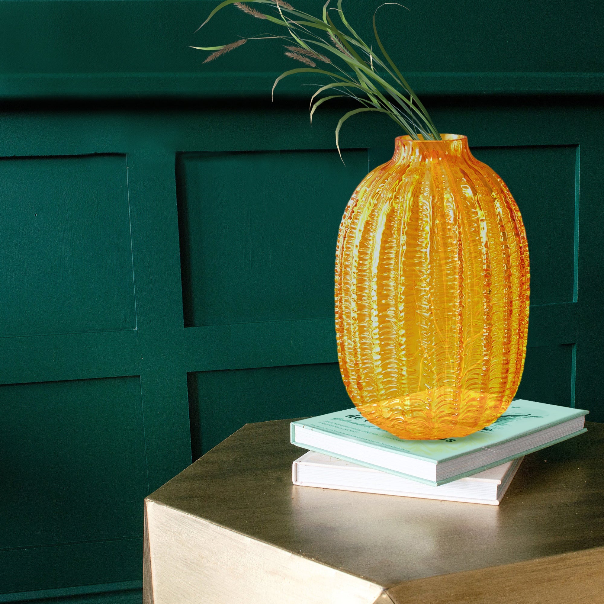 Large Handmade Yellow Glass Vase