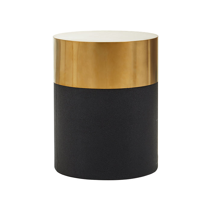 Round Black Shagreen Stool