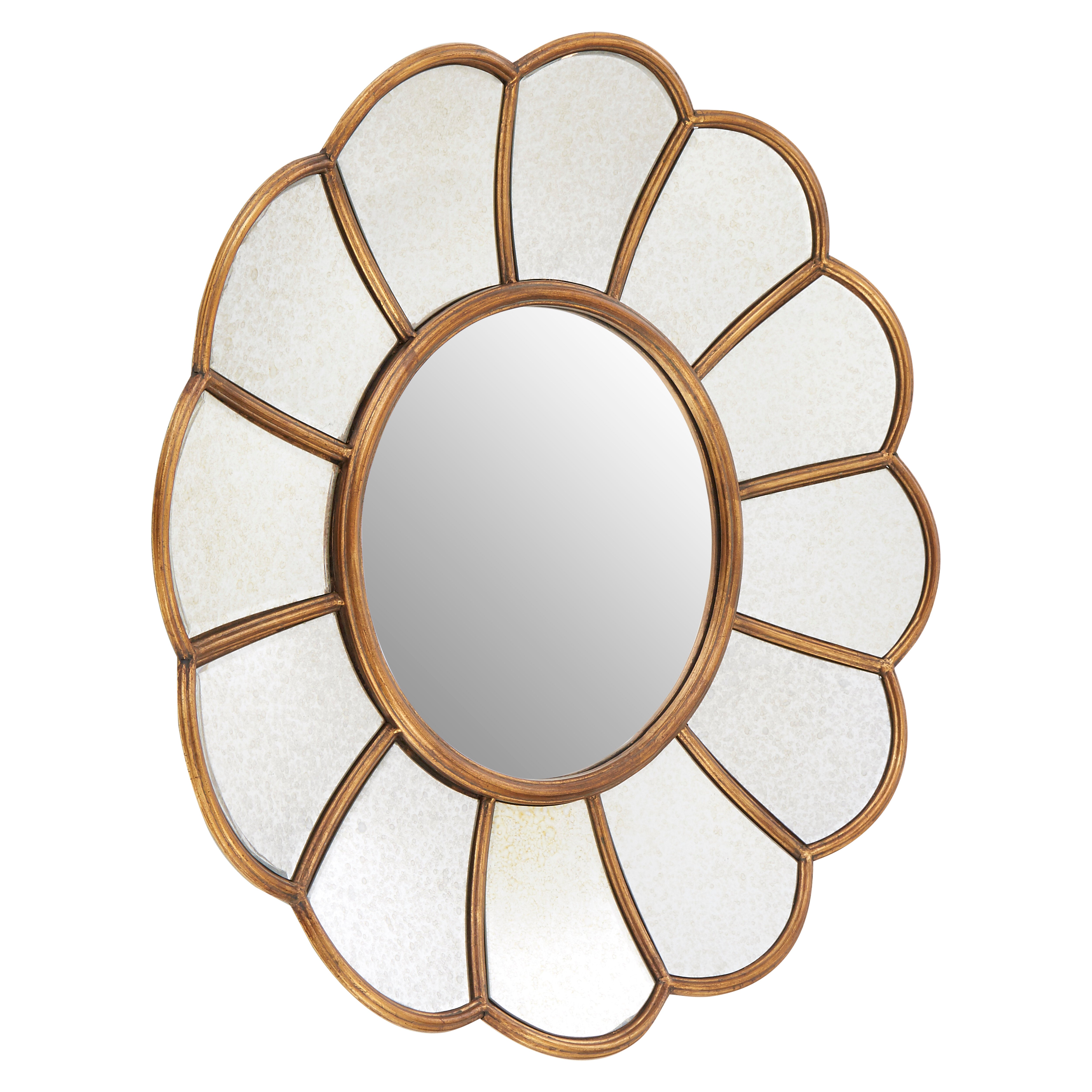 Gold Round Flower Mirror