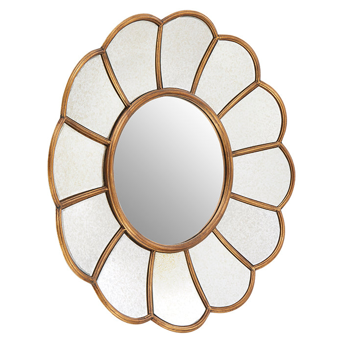 Gold Round Flower Mirror