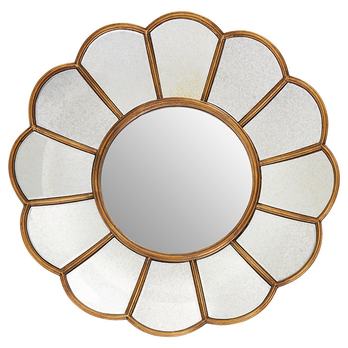 Gold Round Flower Mirror
