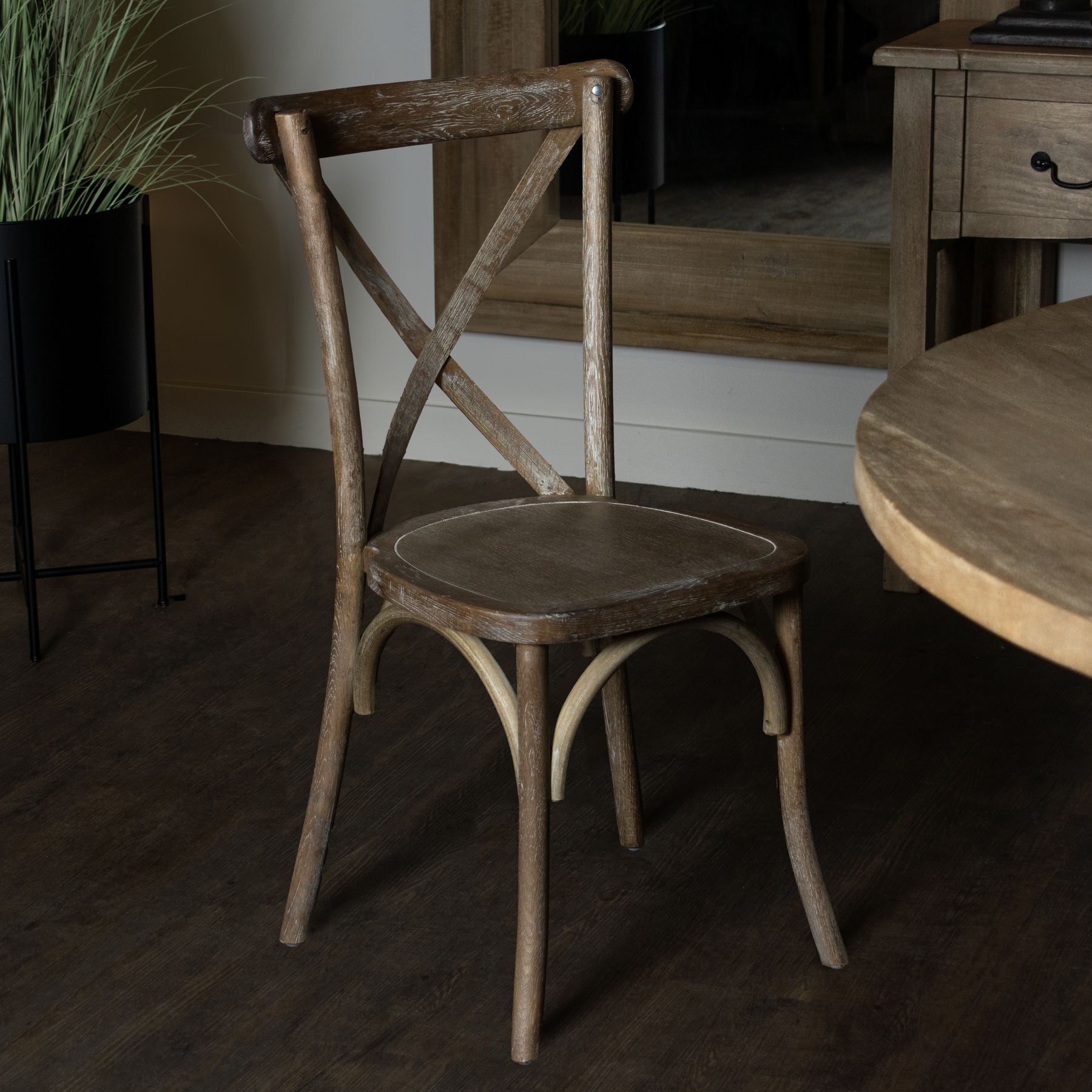 Rustic Oak Cross Back Dining Chair