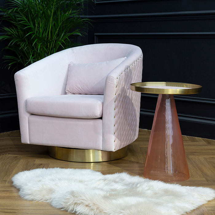 Elsie Soft Pink Velvet Armchair