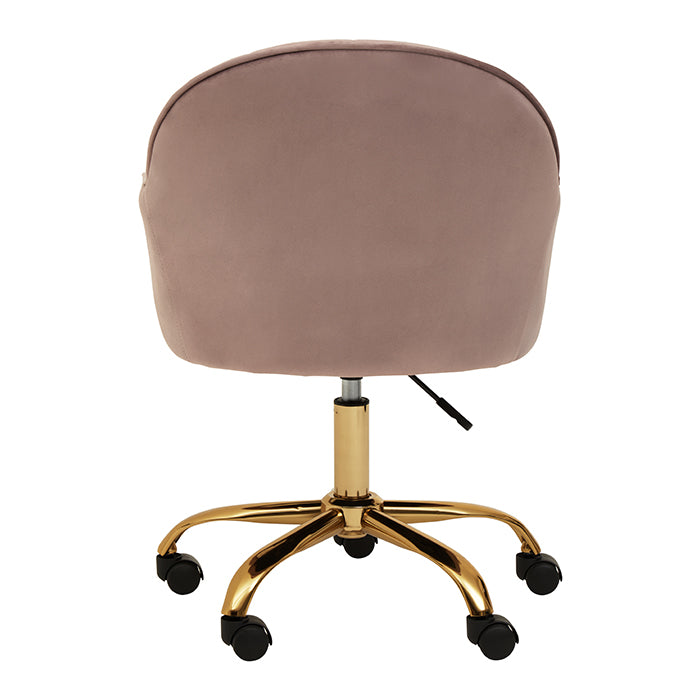 Dusty Pink Velvet and Gold Swivel Desk Chair
