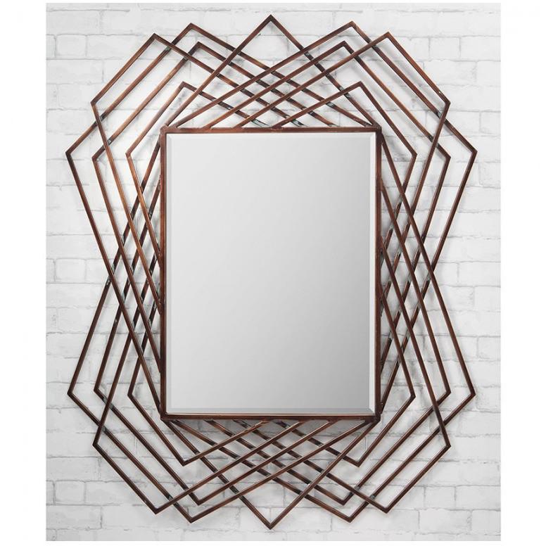 Specter Burnished Copper Geometric Frame Wall Mirror