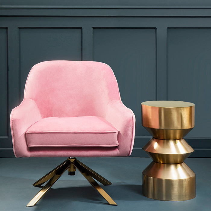 Blush Pink Velvet Swivel Desk Chair