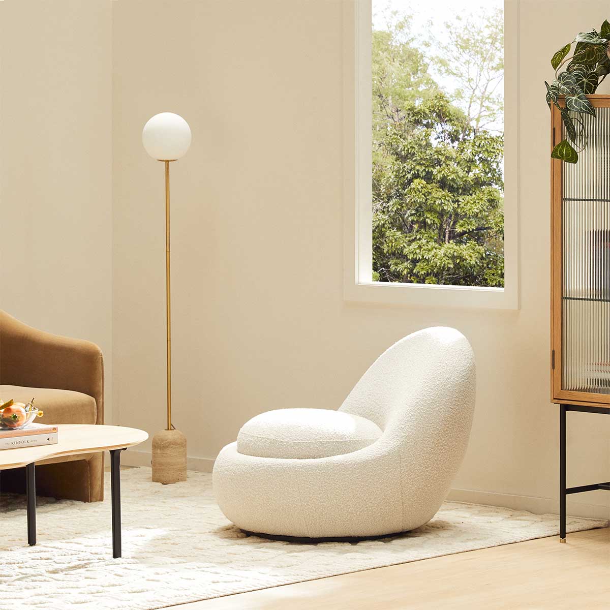 Babette Boucle Swivel Armchair