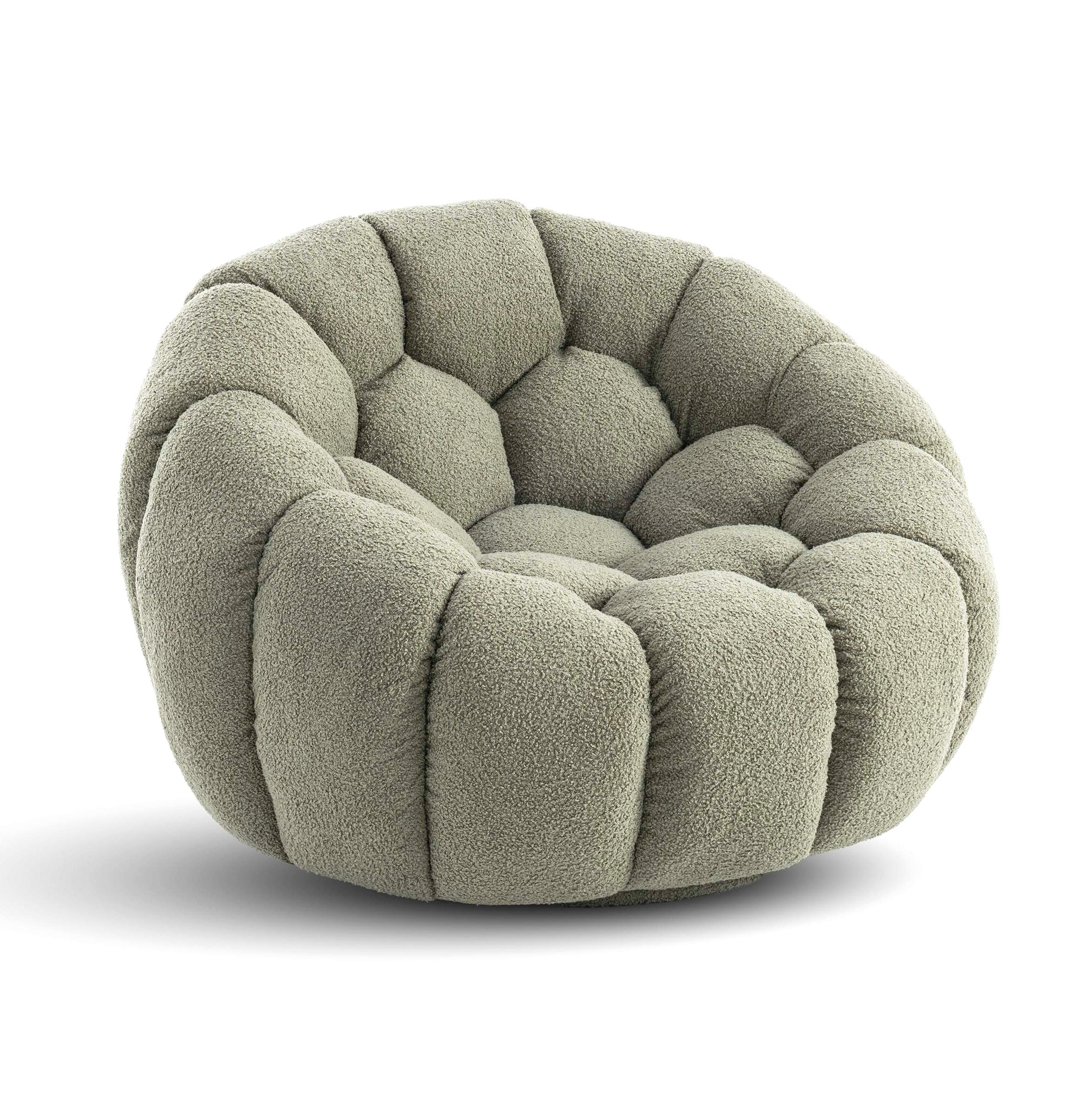 Teddy Boucle Fabric Sage Green Atrani Swivel Accent Chair