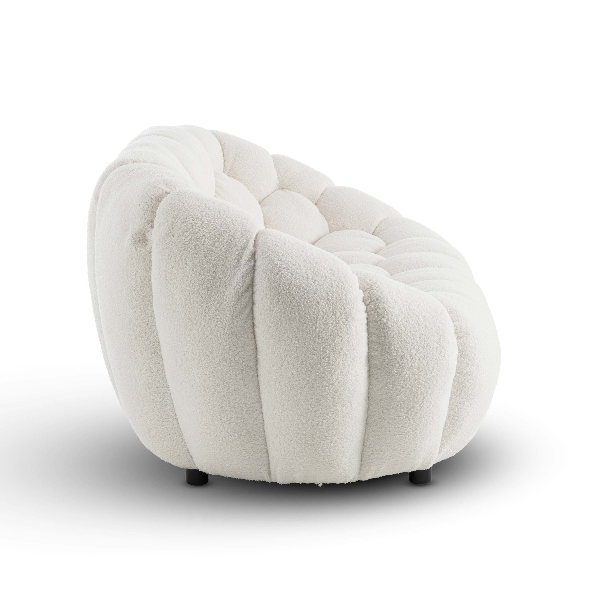 Teddy Boucle Fabric White Atrani 2 Seat Accent Chair