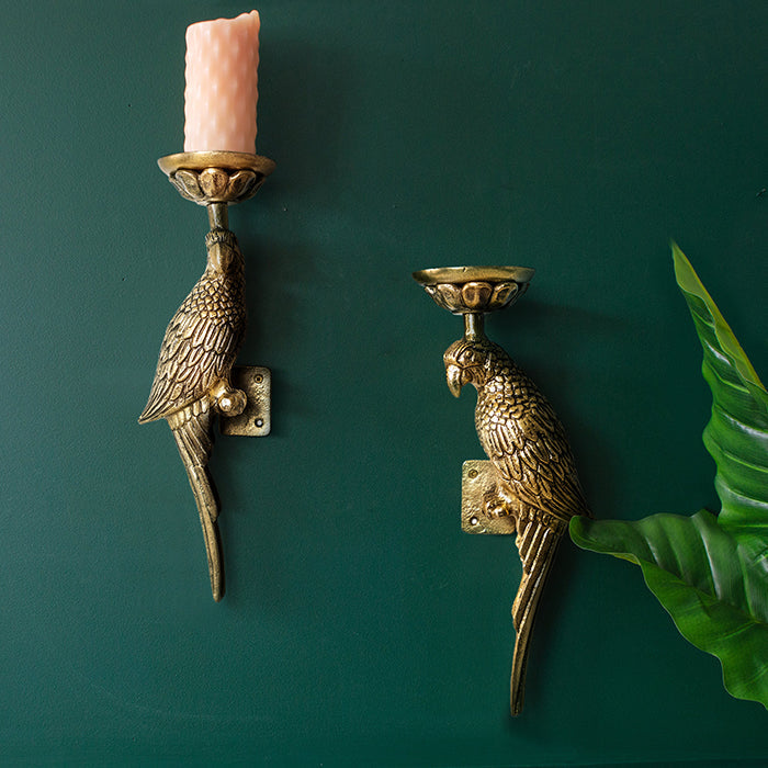 Pair of Gold Parrot Wall Sconces