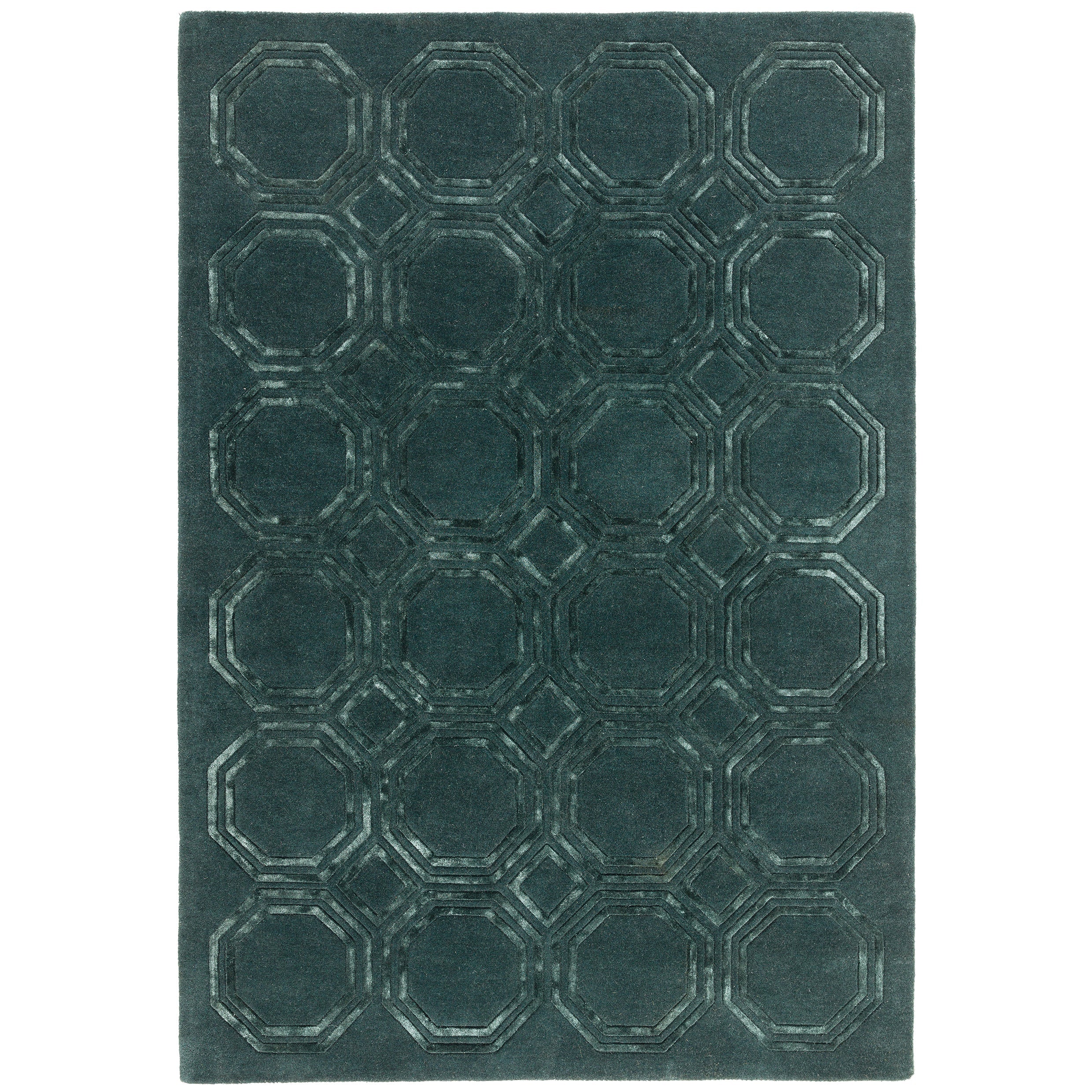 Petrol Geometric Hand Tufted Rug