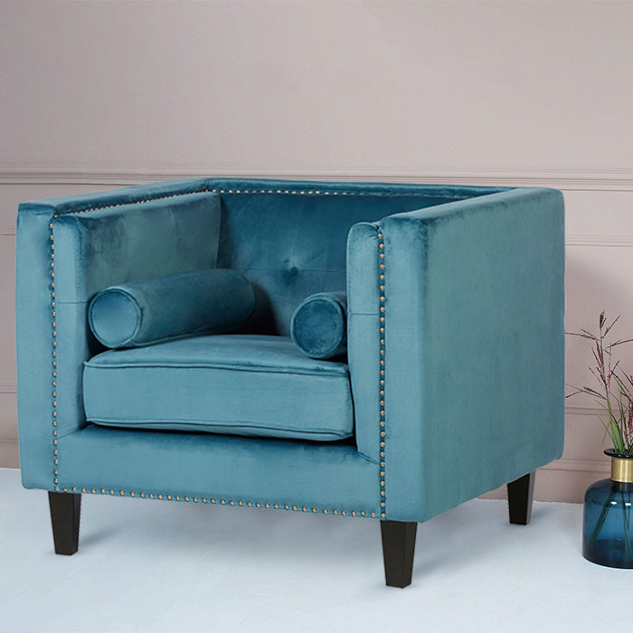Blue Velvet Armchair