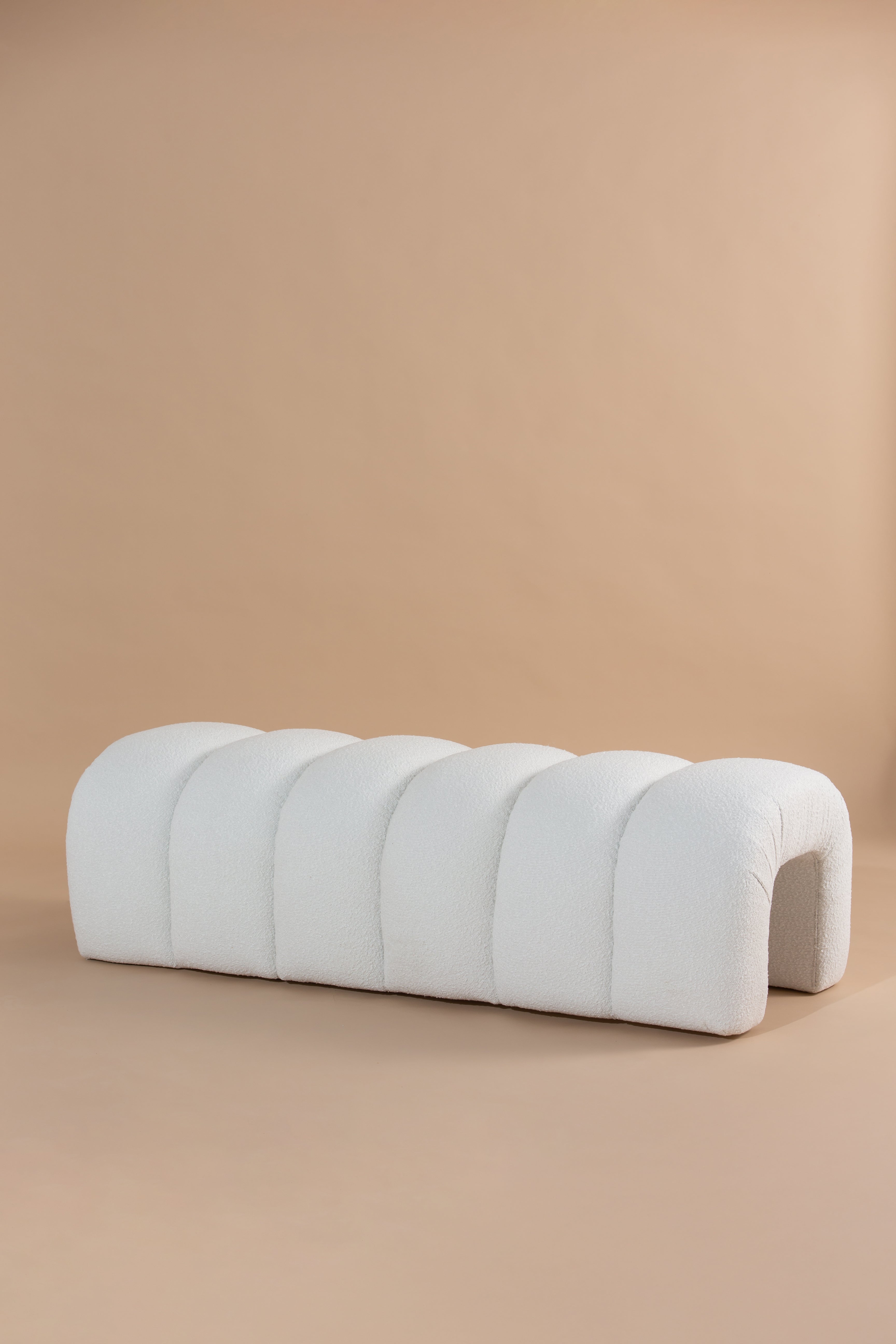 Graciell White Boucle Bench