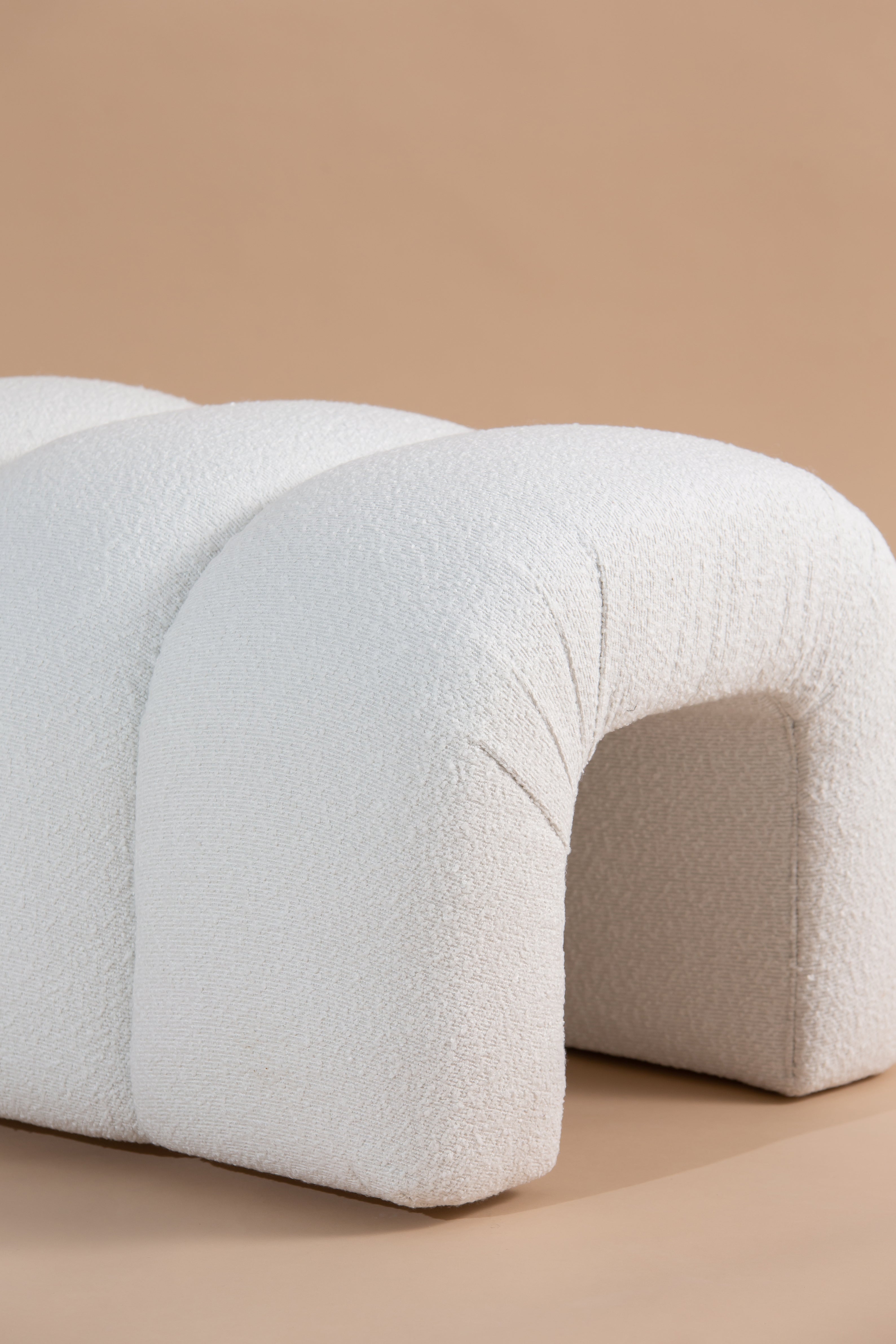 Graciell White Boucle Bench