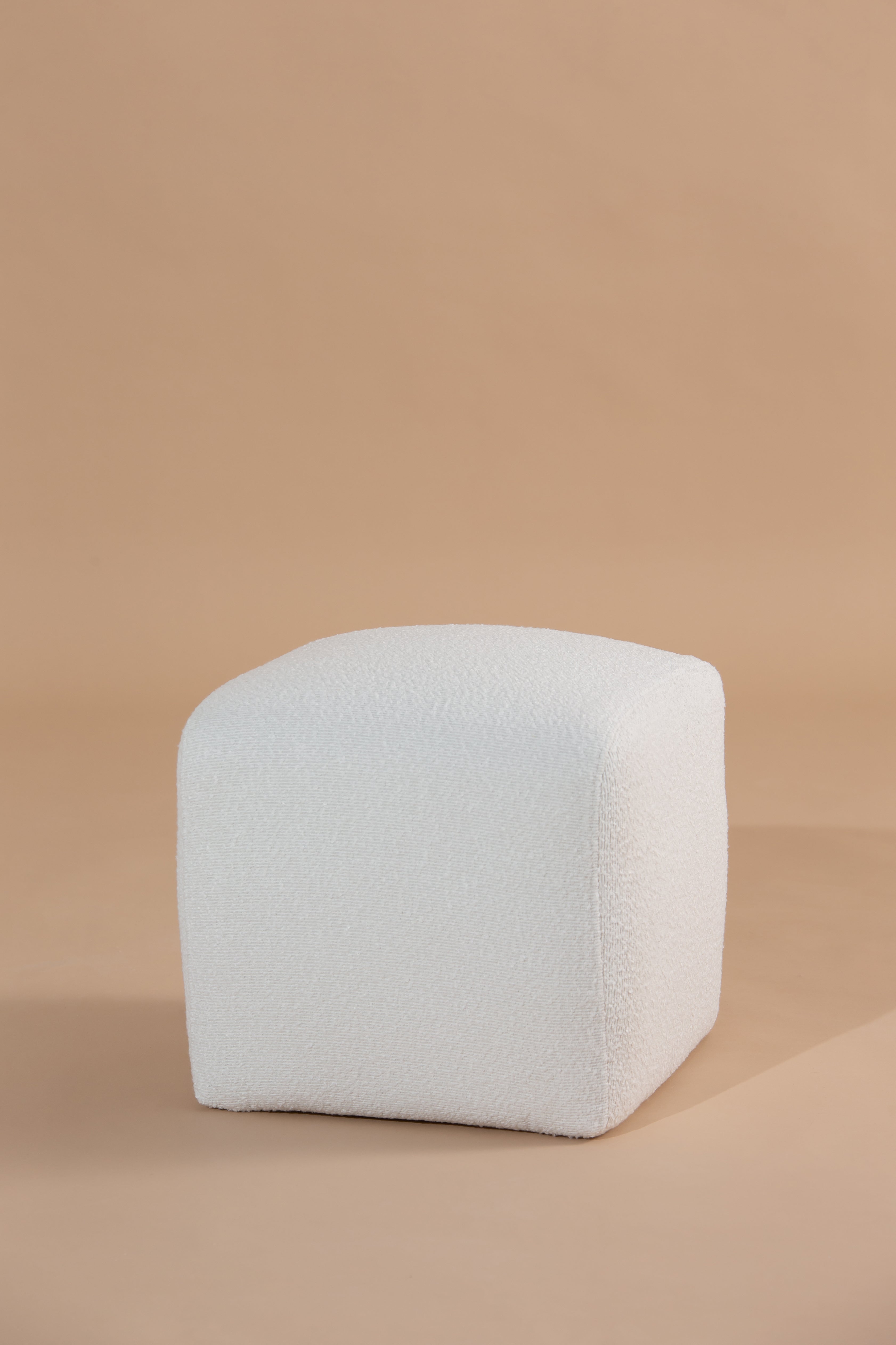 Naomi White Boucle Pouf