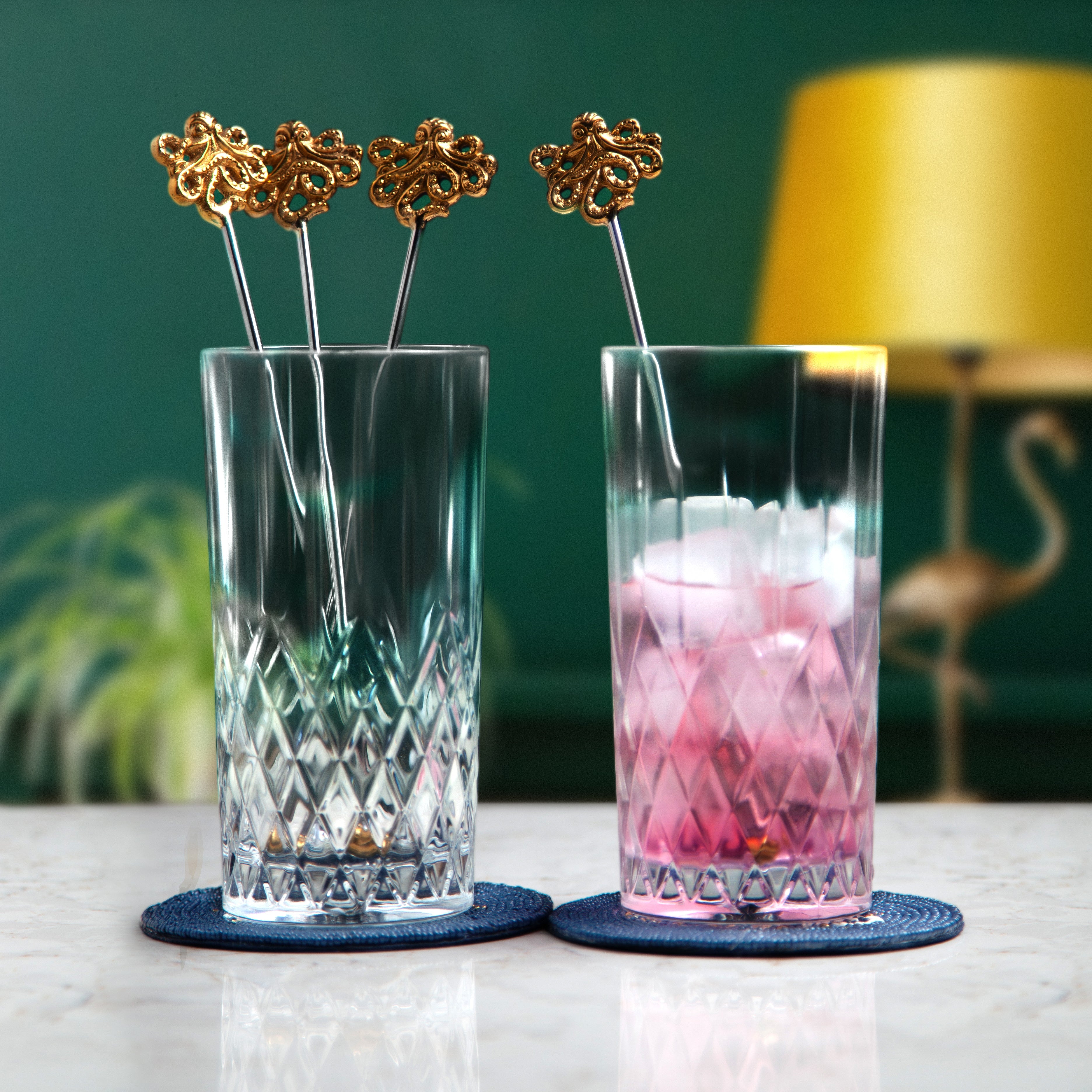 Gold Octopus Drink Stirrers | Set of 4