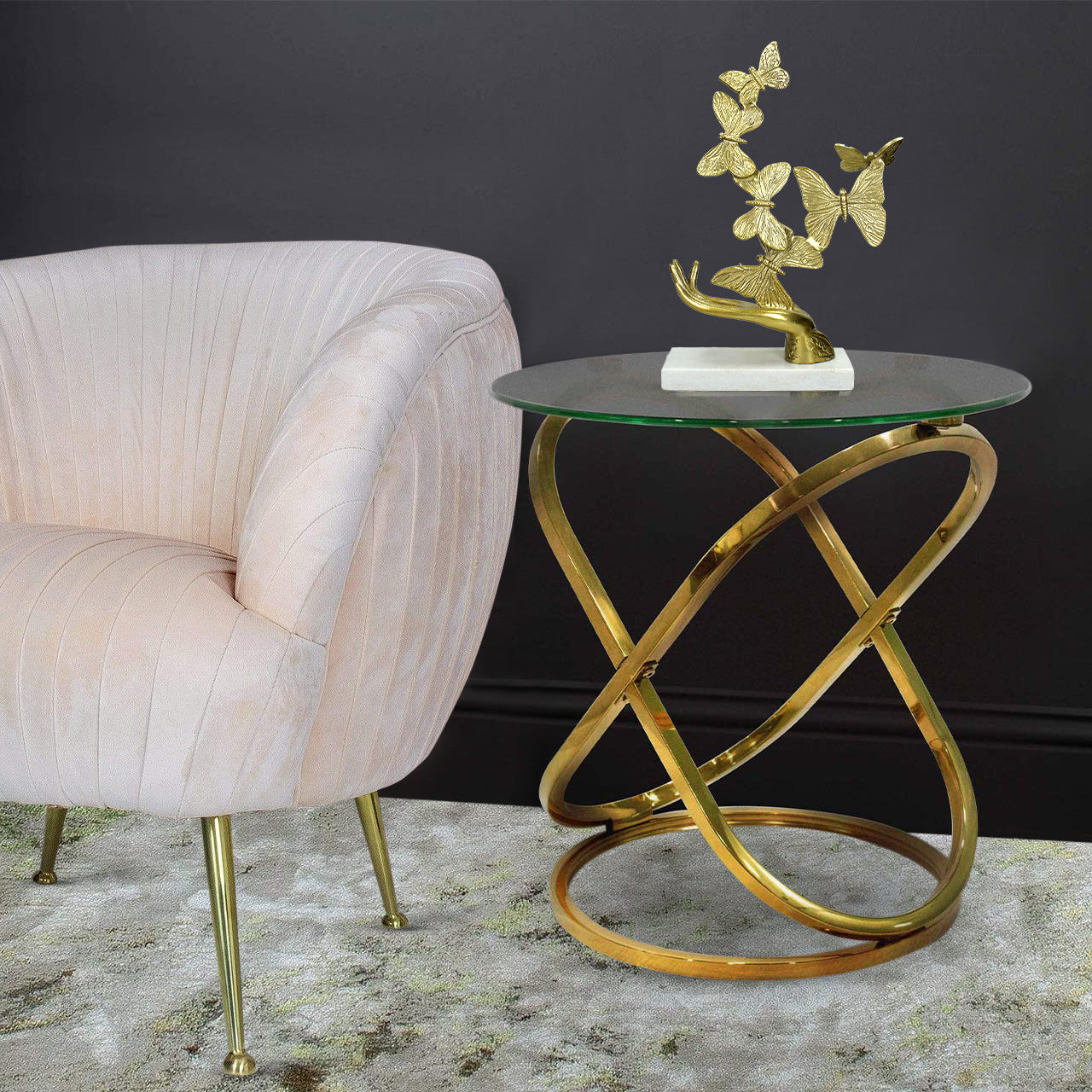Rizzo Shiny Gold Side Table