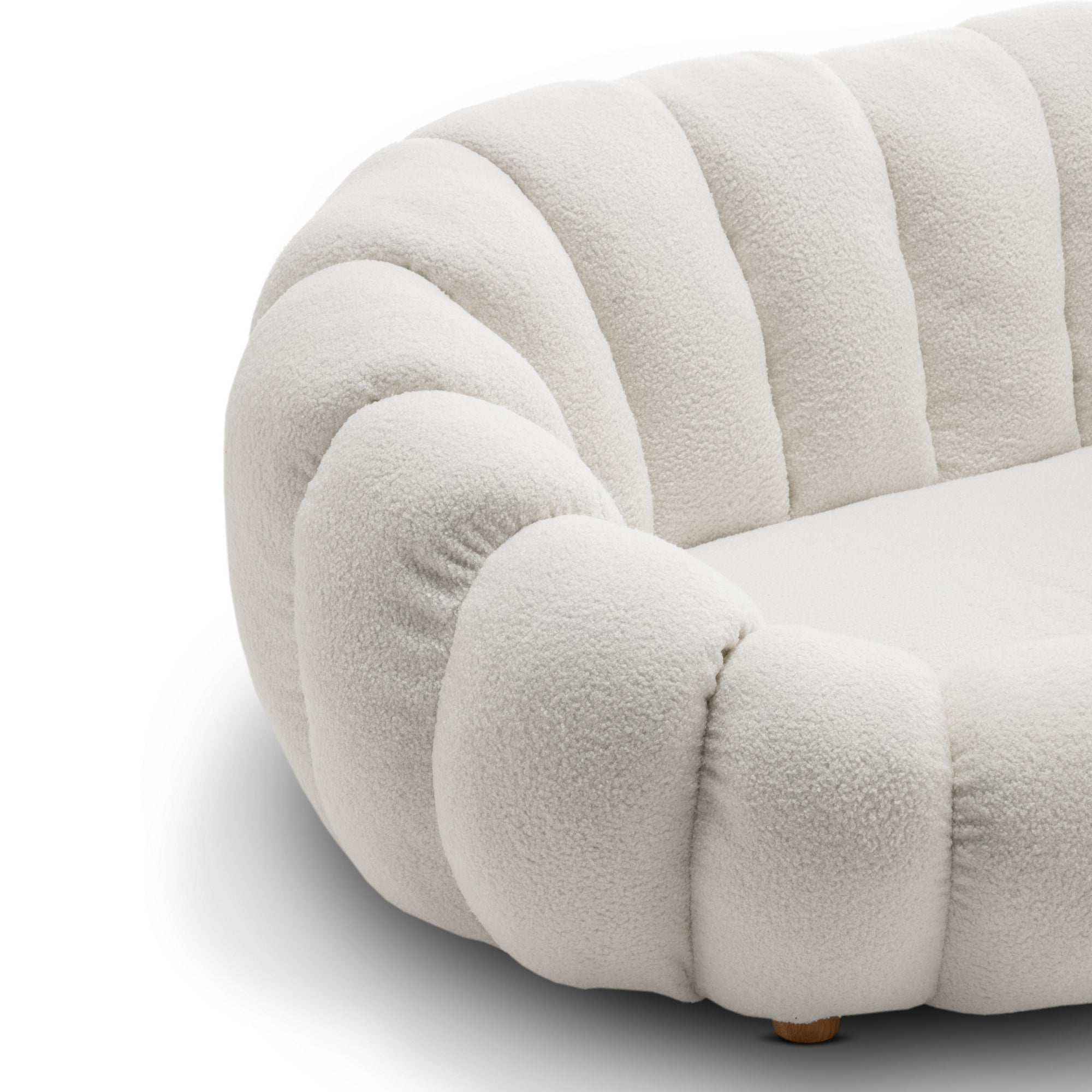 Teddy Boucle Fabric White Mirielle 2 Seat Accent Chair