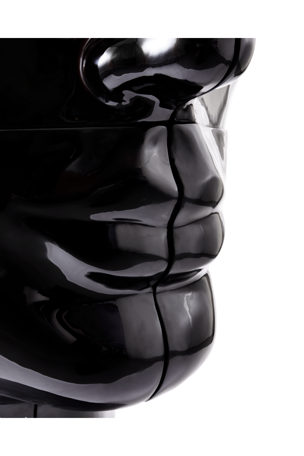 Black Sculptural Chin Coffee Table | Pols Potten Head Right