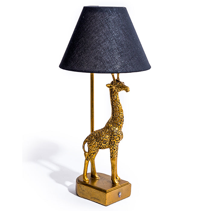 Gold Giraffe Table Lamp with Black Shade