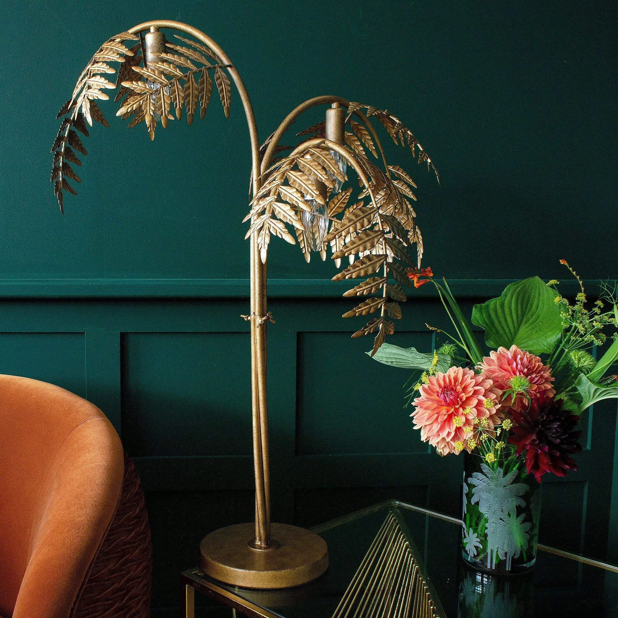 Antique Bronze Palm Leaf Table Lamp