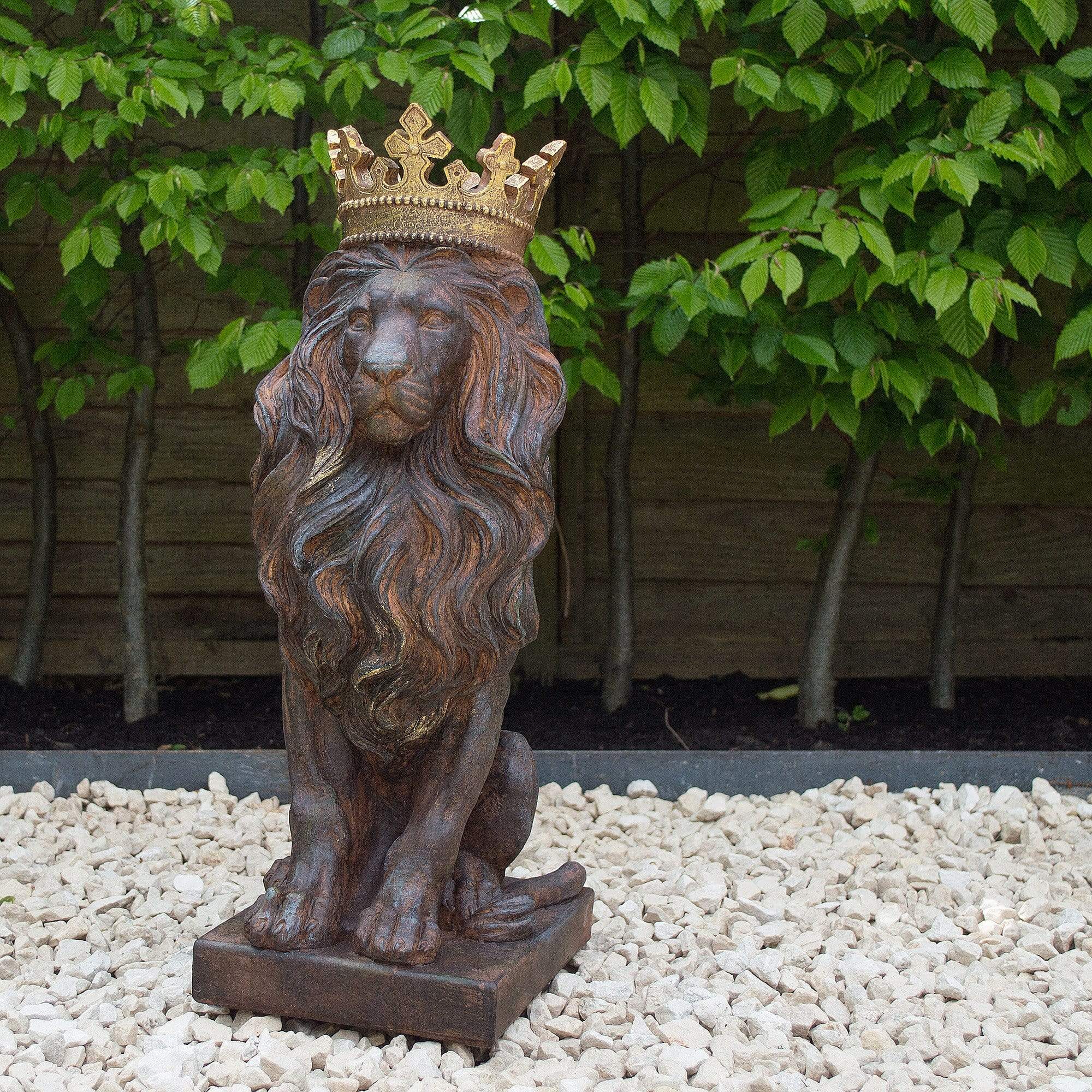 Antiqued Lion Garden Statue
