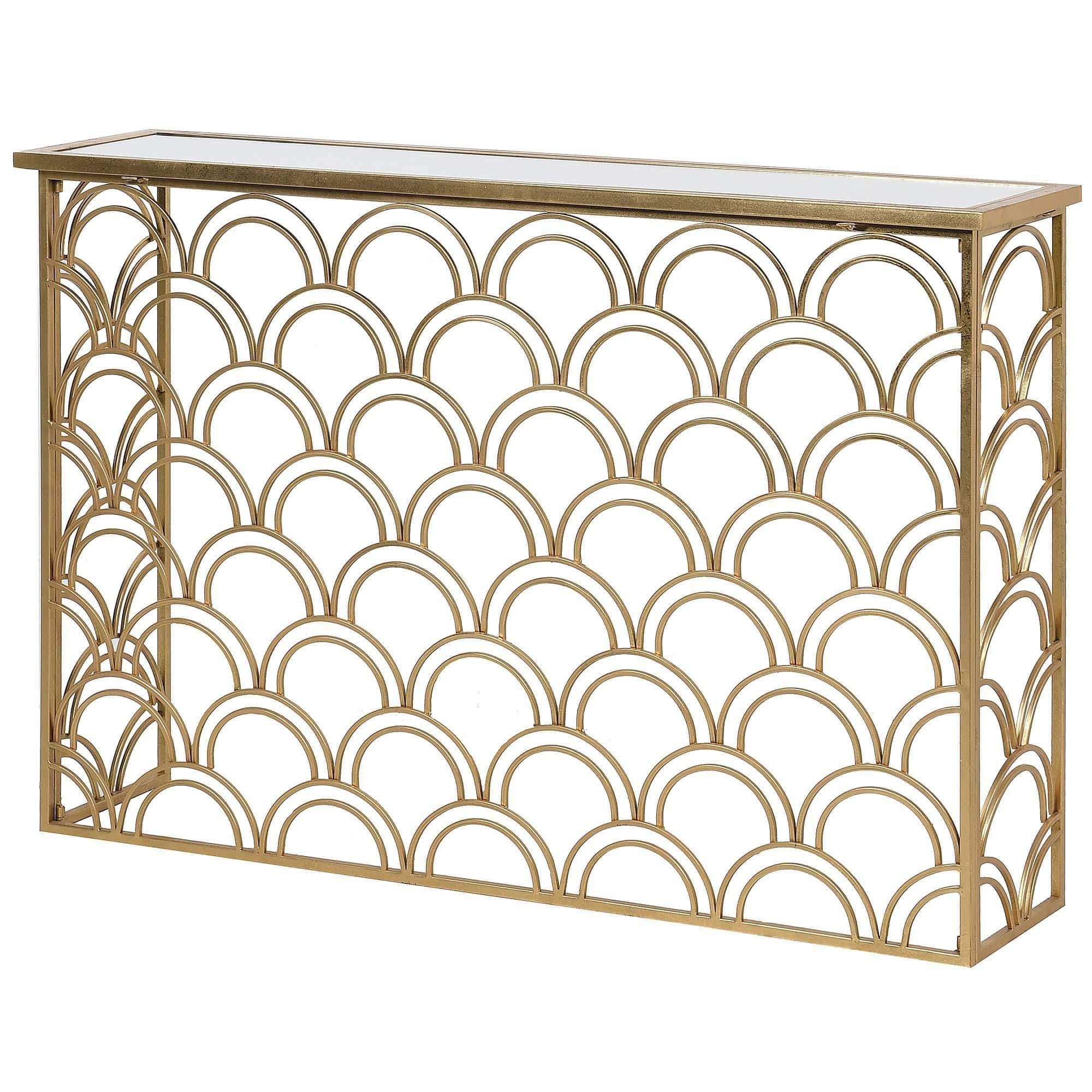 Deco Fan Gold Slim Console Table