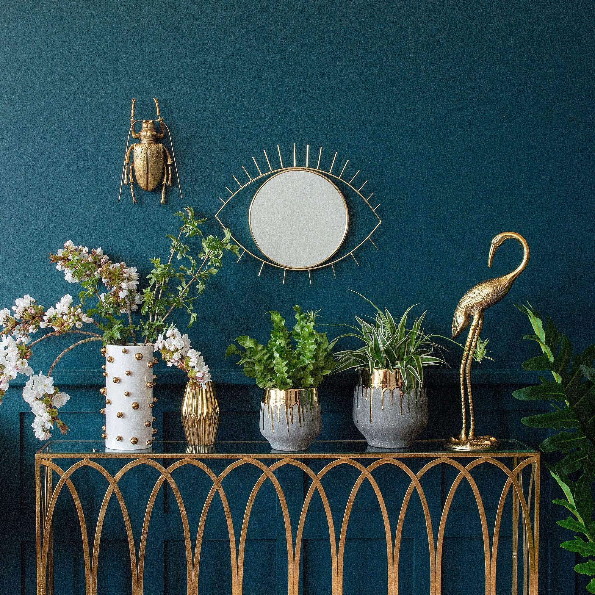 Dripping Gold Concrete Effect Plant Pot