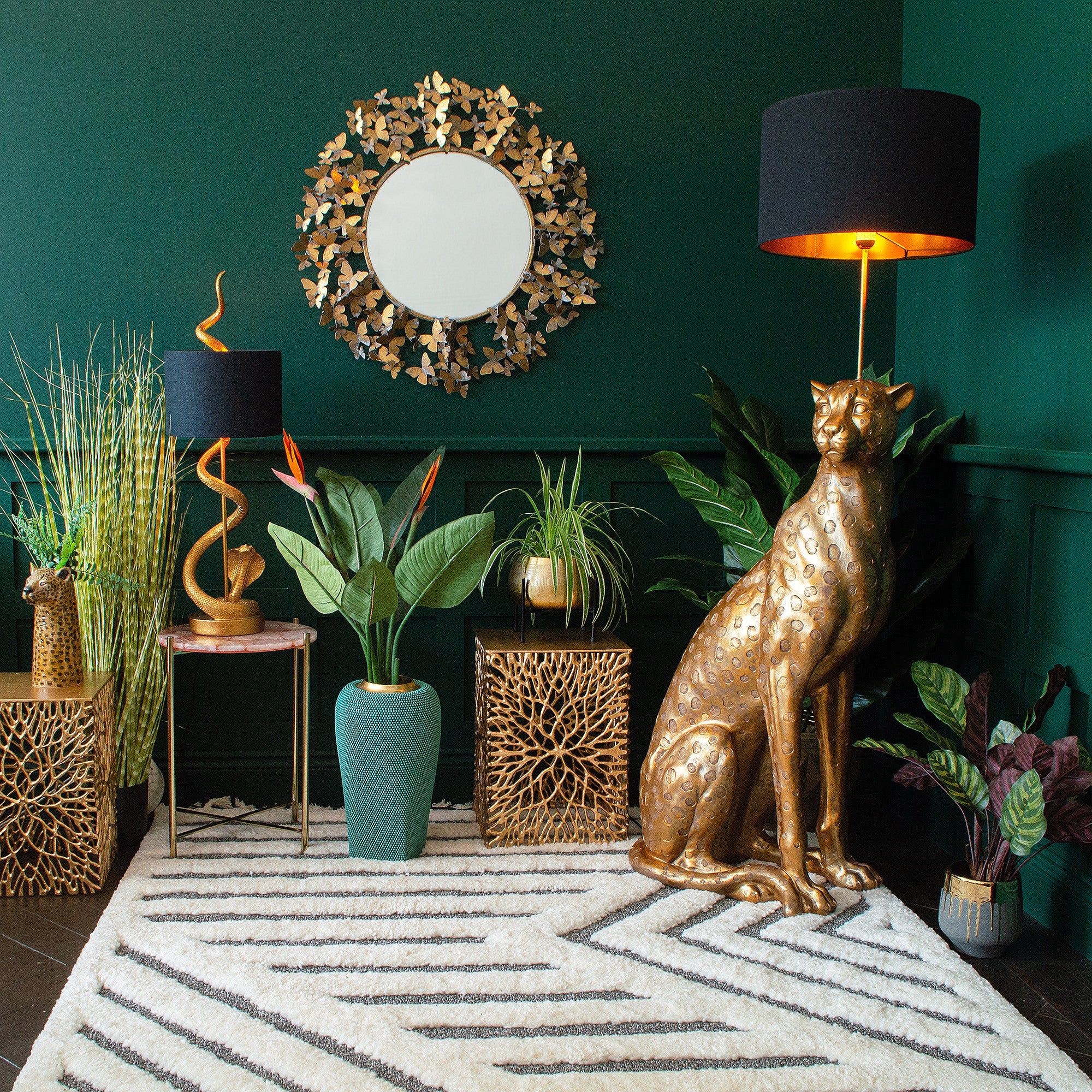 Gold Slithering Snake Table Lamp | Black Shade