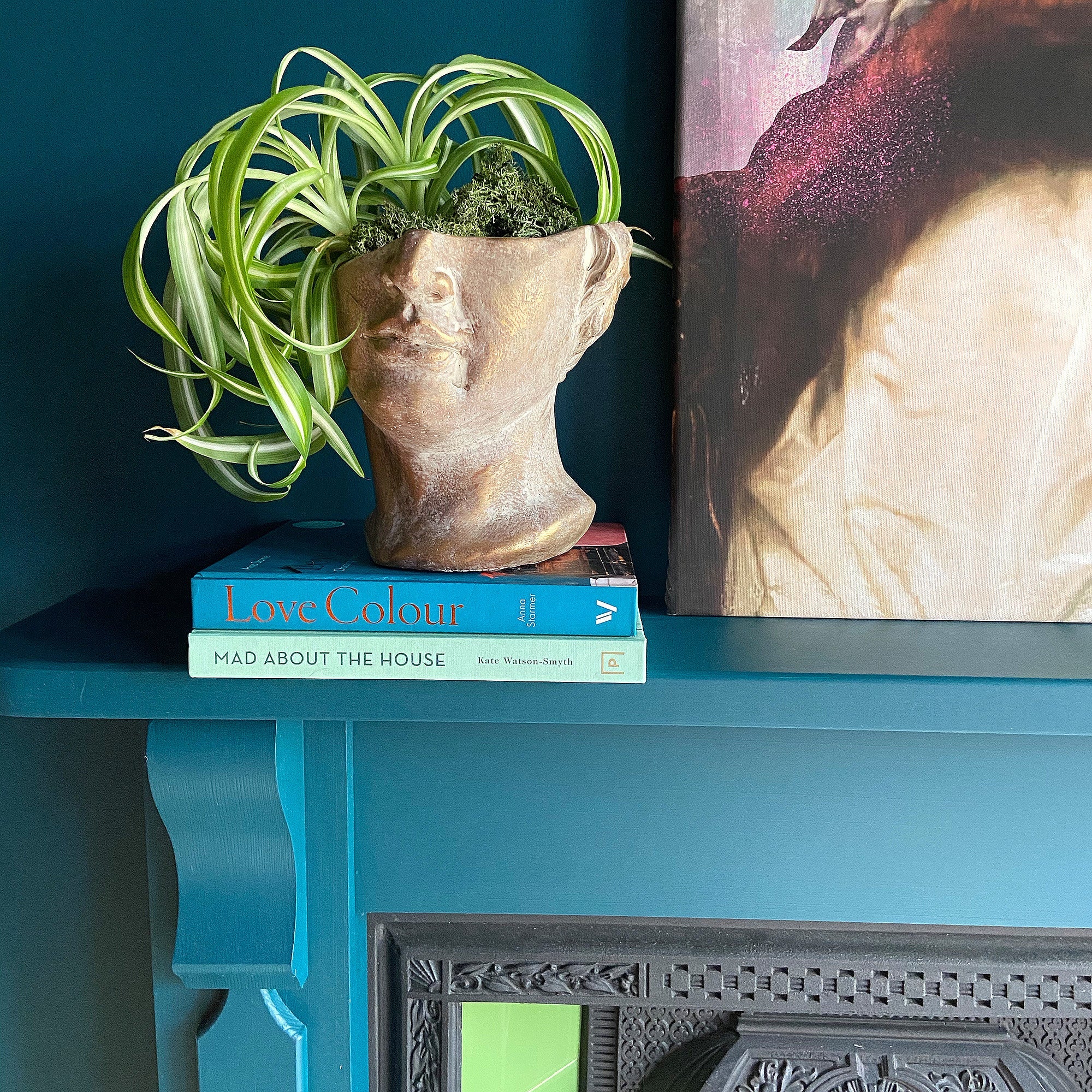 Golden Concrete Face Planter