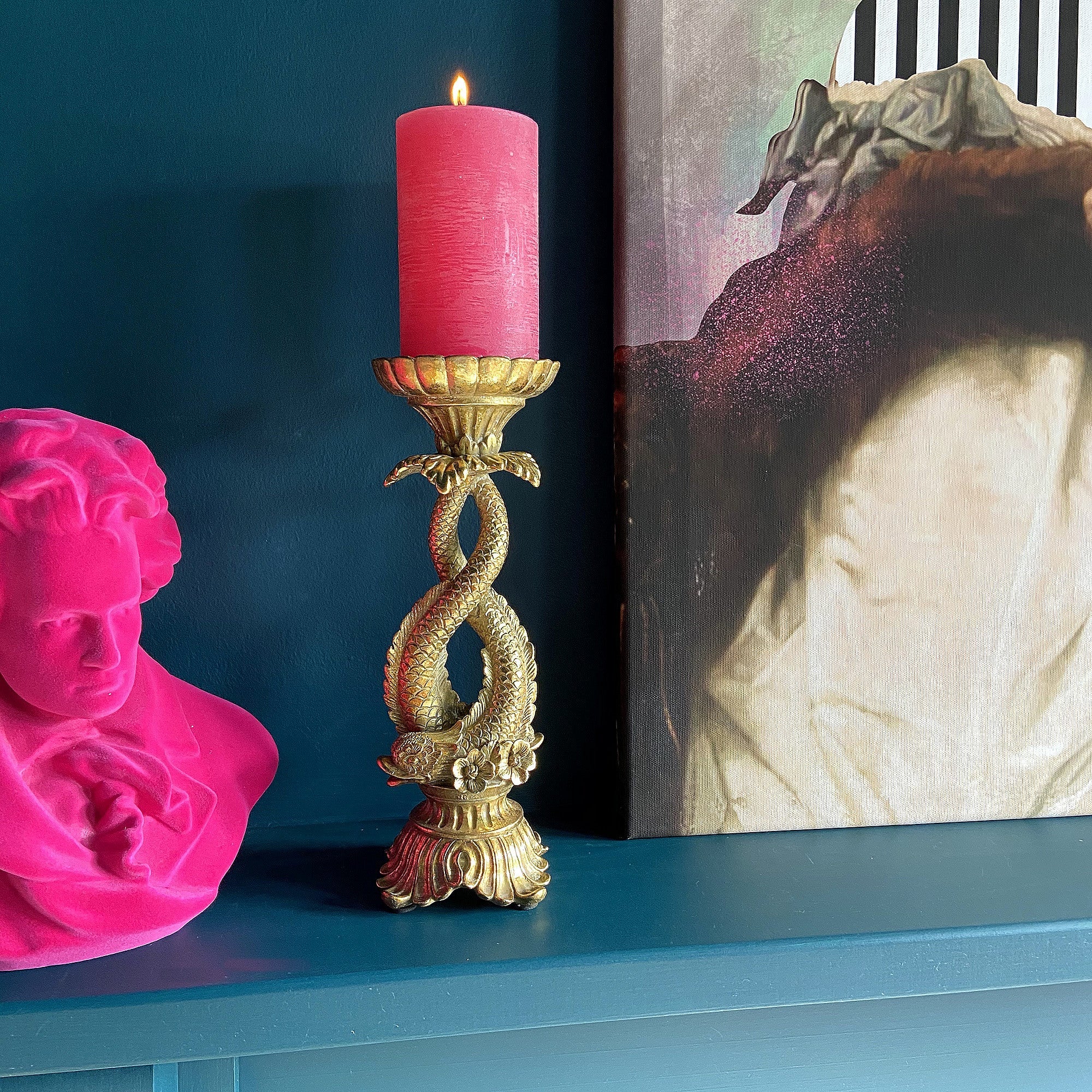 Ornate Leaping Fish Candle Holder