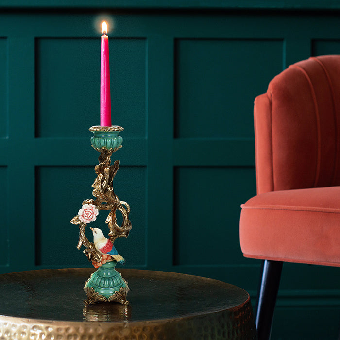 Tall Ornate Perching Bird Candle Holder