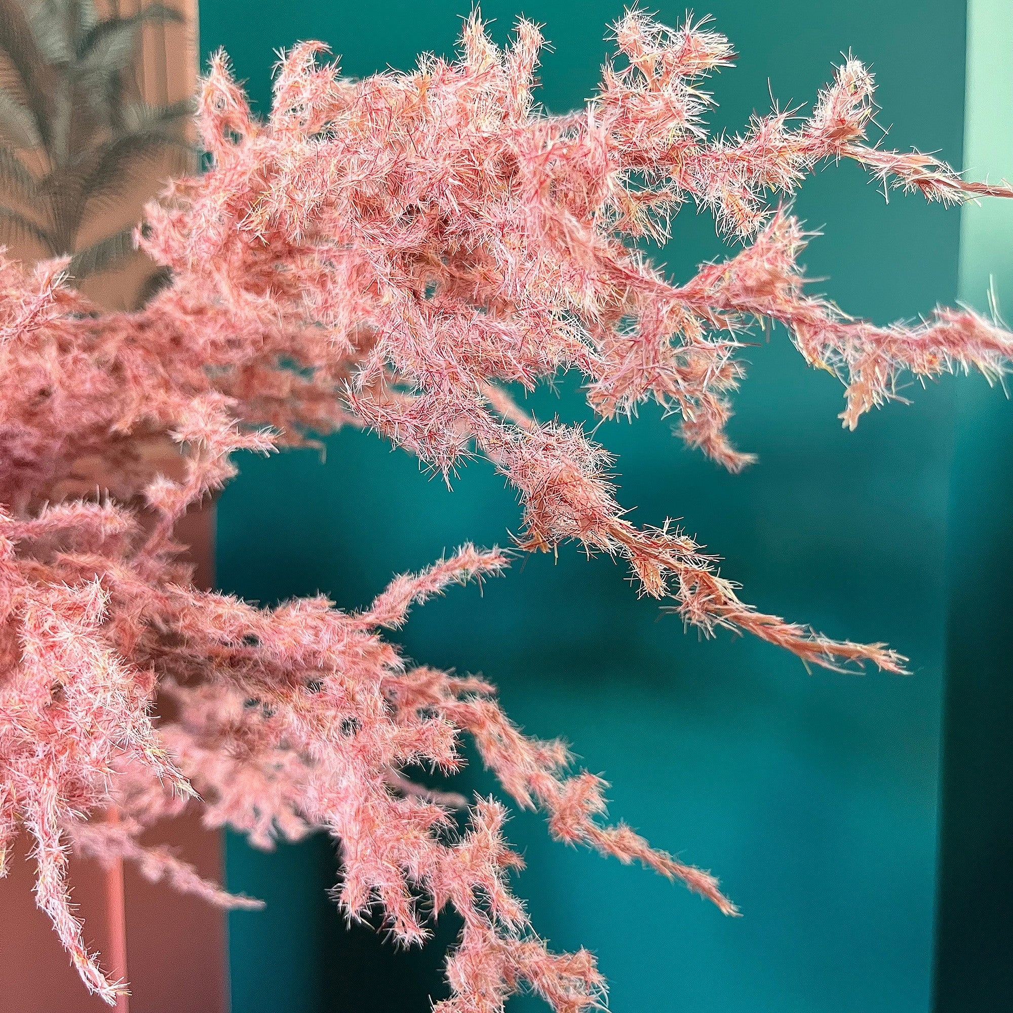 Pink Flocked Faux Fern Spray | Set of 6
