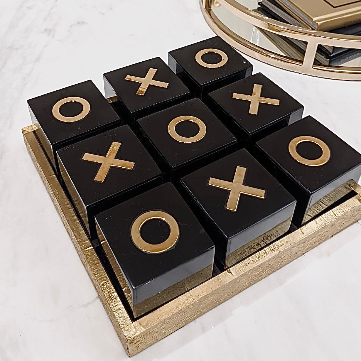Rae Black & Gold Noughts & Crosses Set